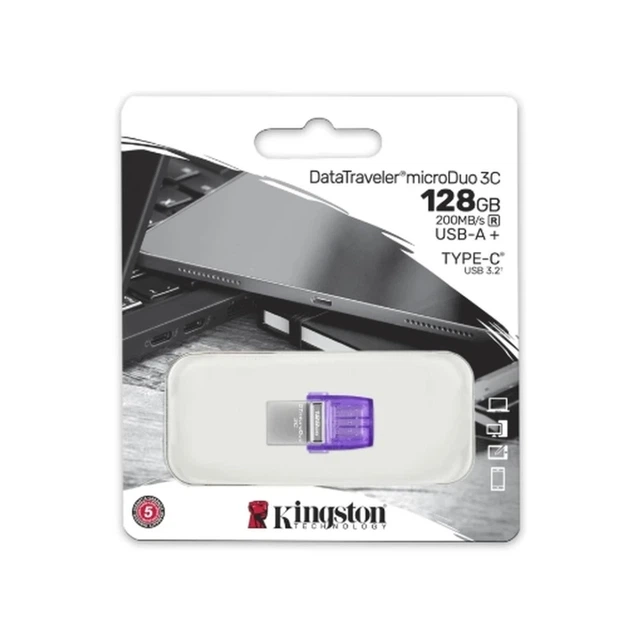 Флеш-накопичувач Kingston USB 3.2 DT microDuo 3C 128GB (Type-A/Type-C) (200Mb/s) - зображення 2