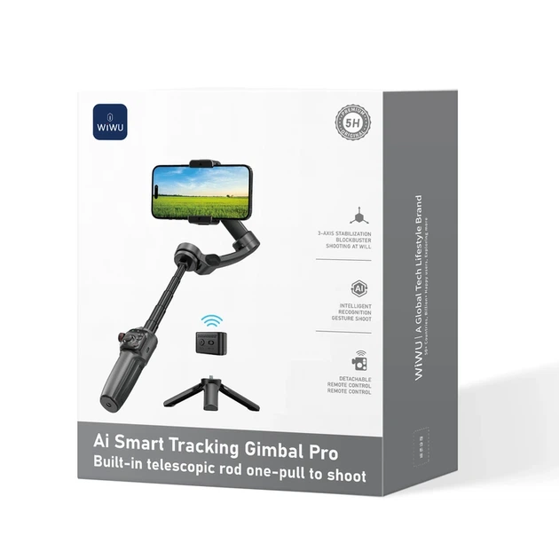 Триосьовий стабілізатор WIWU AI Smart Checking Gimbal PRO Wi-SE016 Black - Фото 2 Триосьовий стабілізатор WIWU AI Smart Checking Gimbal PRO Wi-SE016 Black - изображение 2