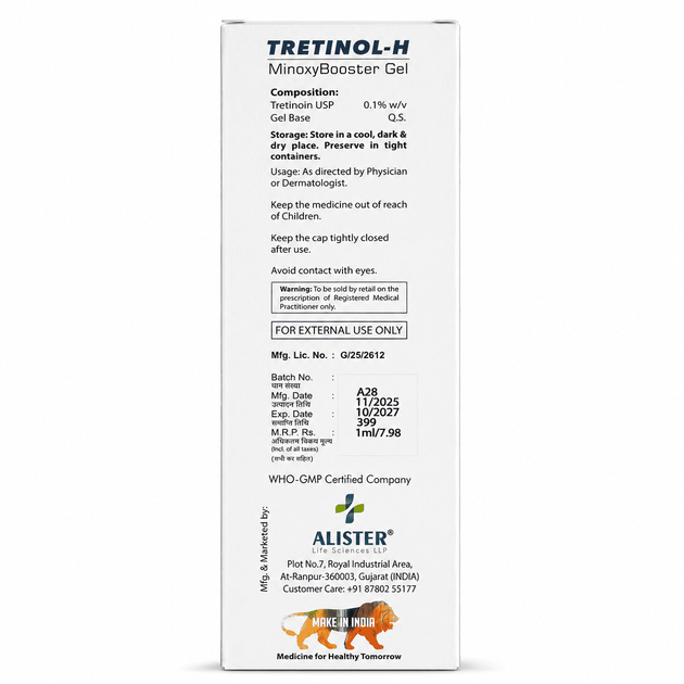 TRETINOL-H MinoxyBooster Gel Alister гель с третиноином 0,1% для пользователей миноксидила, 50 мл - изображение 2