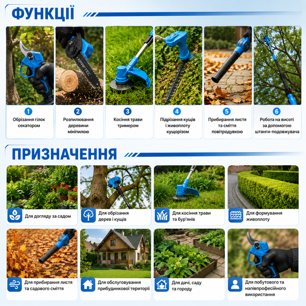 Набір акумуляторних інструментів Krafftec 6в1 - Фото 3 Набір акумуляторних інструментів Krafftec 6в1 - зображення 3