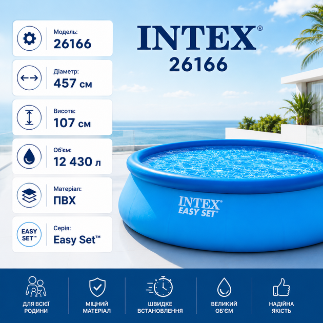Надувний басейн Intex Easy Set 26166 - зображення 5