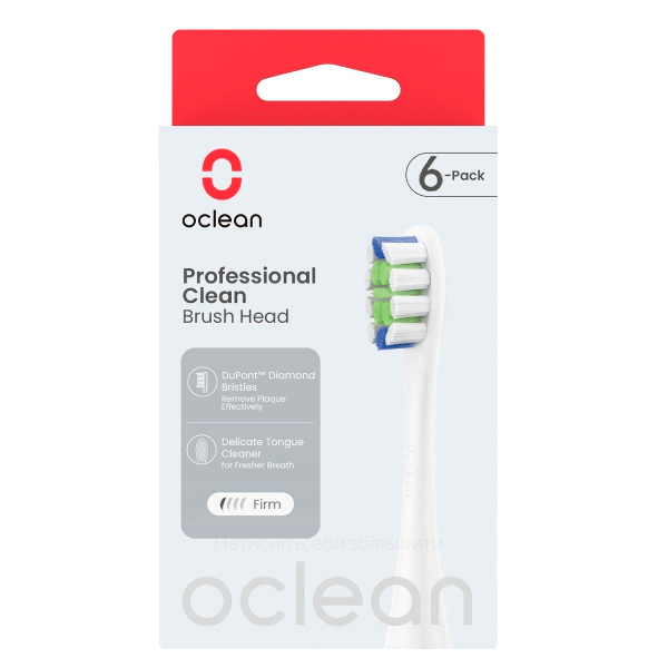 Насадка Oclean P1C1 W06 Professional Clean Белая 6 шт сменных для зубной щетки - изображение 10