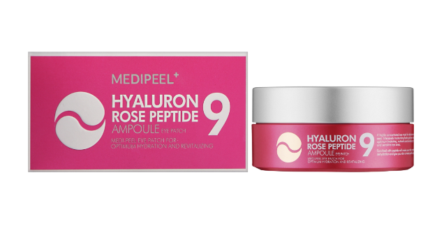 Гидрогелевые патчи с экстрактом розы и пептидами MEDIPEEL Hyaluron Rose Peptide 9 Ampoule Eye Patch 60 шт (8809409343631) - изображение 4