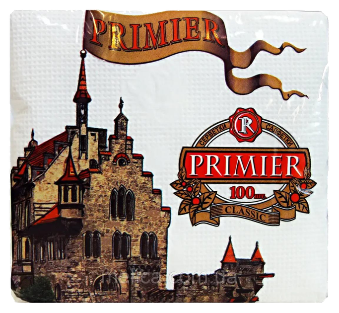 Бумажные салфетки Premier Люкс, белые, 24×24 см, 100 шт - изображение 2
