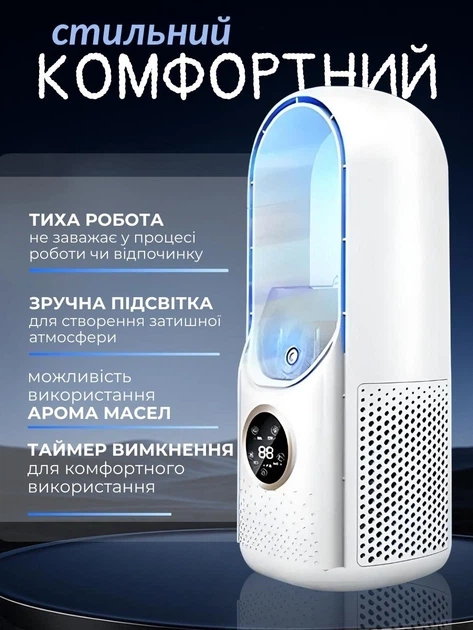 Міні кондиціонер вентилятор 4в1 з охолодженням та зволоженням повітря від USB портативний компактний охолоджувач для дому офісу настільний переносний мінікондиціонер в кімнату - зображення 3