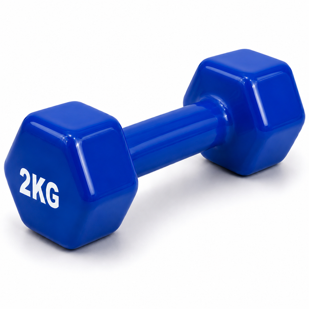 Набір гантель 14 кг із вініловим покриттям 1 кг, 2 кг, 4 кг Feel Fit по 2 штуки кожної ваги - зображення 4