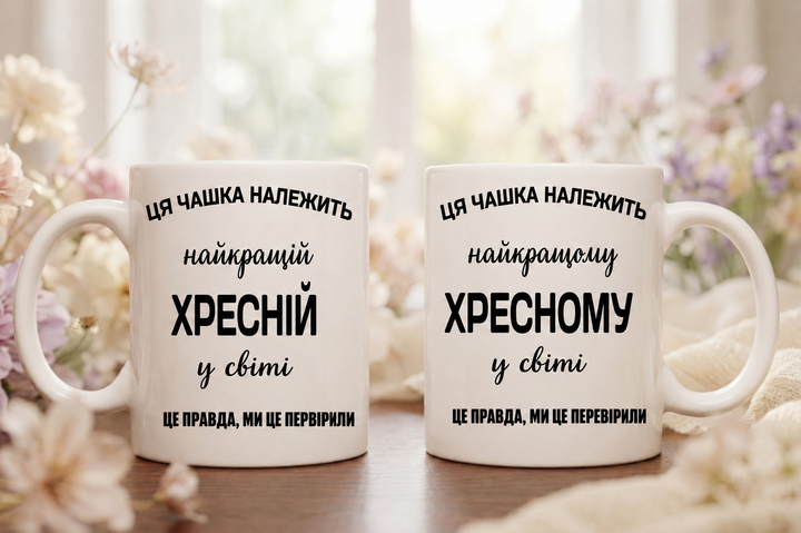 Набор чашек для крестных 330 мл. - Фото 1 Набор чашек для крестных 330 мл. - изображение 1