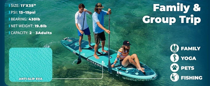 Надувна SUP дошка для плавання 335 см FLYPARK Ice Fog Emerald - изображение 6