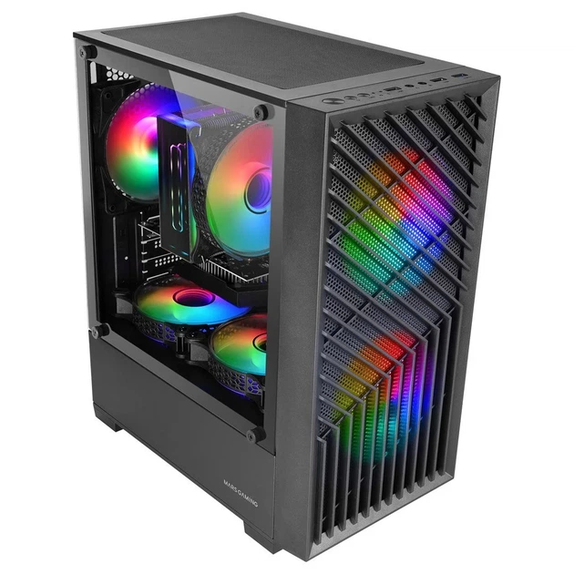 Корпус Mars Gaming MC-VORTEX / без БП / Micro-ATX / 3x120mm FRGB / Черный (101631788) - Уценка - изображение 4
