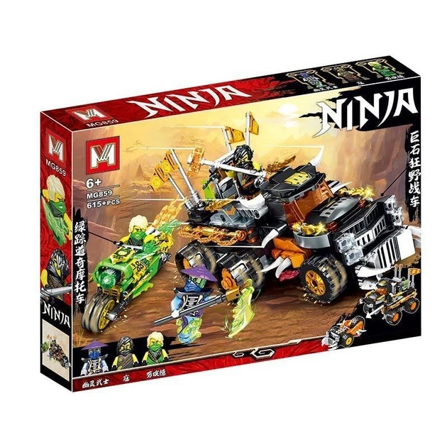 Блочный конструктор Ninjago 615+ деталей в коробке 50 см боевой внедорожник с мотоциклом и фигурками ниндзя MG859 - изображение 2