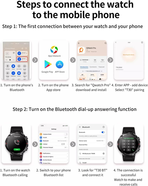 Смарт-часы Fitwell T30 Black водонепроницаемые спортивные с Bluetooth звонками AMOLED 1.6'' и мощным аккумулятором 600 мАч - изображение 4