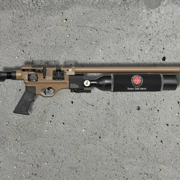 Гвинтівка PCP Optima Factor Sniper S FDE (4.5 мм, 48.7 Дж) 306 м/с, 480 см³, 24 заряди + приціл 4х32 + кулі 200шт - Фото 9 Гвинтівка PCP Optima Factor Sniper S FDE (4.5 мм, 48.7 Дж) 306 м/с, 480 см³, 24 заряди + приціл 4х32 + кулі 200шт - изображение 9