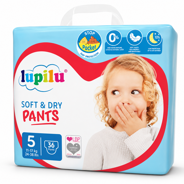 Подгузники-трусики Lupilu 5 soft &dry pants (11-17 кг) 36 шт - Фото 1 Подгузники-трусики Lupilu 5 soft &dry pants (11-17 кг) 36 шт - изображение 1