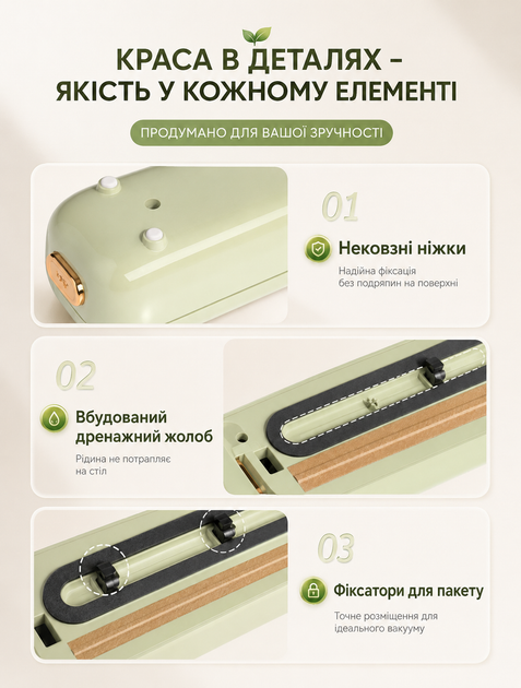 Вакууматор для продуктов кухонный вакуумный упаковщик для дома с дисплеем для хранения свежести мяса рыбы овощей мощность 90 Вт - изображение 2