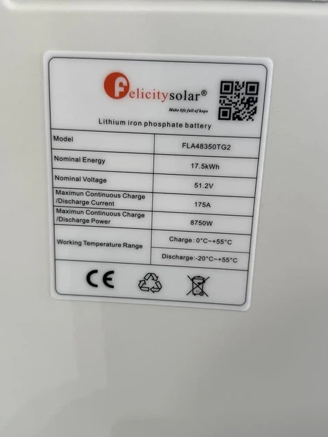 Акумулятор Felicity FLA48350TG2 (LiFePO4 51,2V 350Ah 17,5kWh) - зображення 5