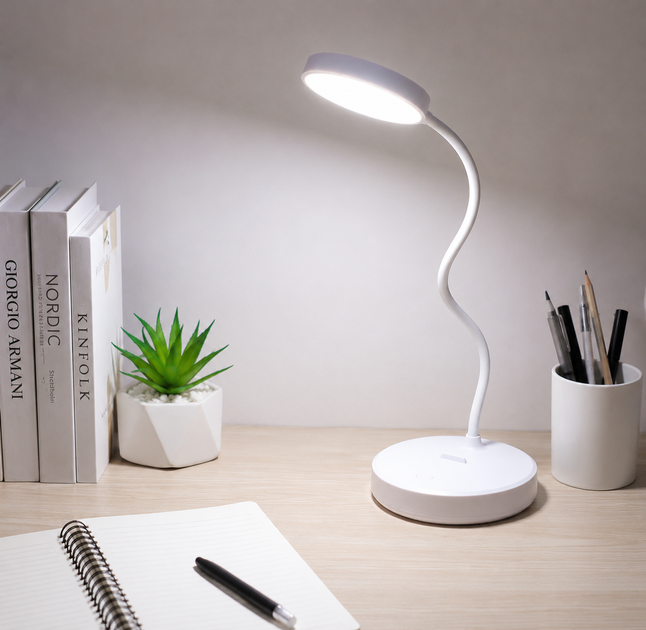 Настільна LED лампа акумуляторна біла, сенсорне керування, 16 LED, 3 режими яскравості, USB - зображення 2