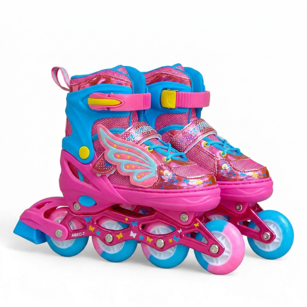Детские раздвижные ролики с шлемом и защитой SP-Sport Butterfly 916 размер 35-38 Pink - изображение 3
