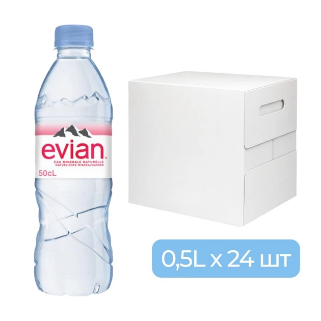 Упаковка минеральной негазированной природной воды Evian, 24 шт. x 0,5 л, ПЭТ - изображение 3