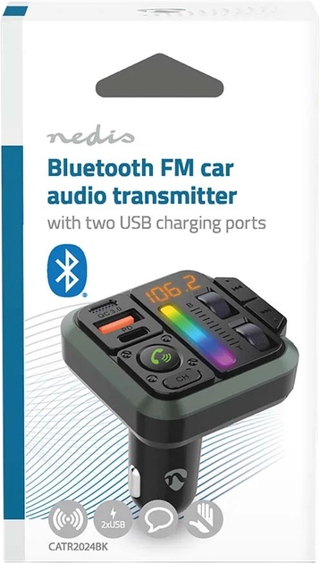 Transmiter FM Nedis Bluetooth 1" Czarny (CATR2024BK) - obraz 2