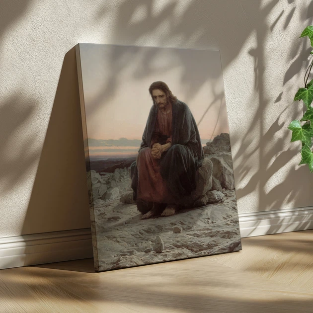 Интерьерная картина Христос в пустыне, Иван Крамской, Ivan Kramskoy, Christ in the Wilderness, 85×60 см (id6671) - изображение 2