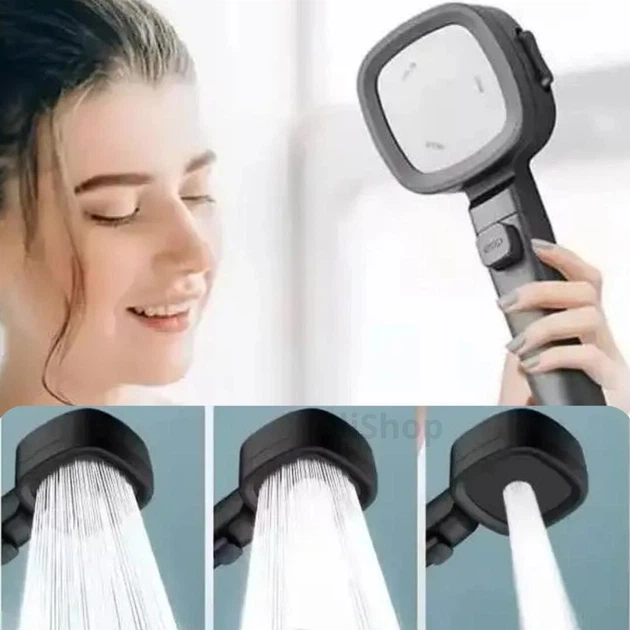 Насадка для душа высокого давления Shower Head с кнопкой Stop и 4 режимами струи, универсальная воронка для душа - изображение 3
