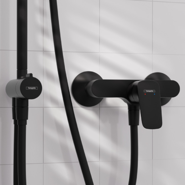 Змішувач для душу HANSGROHE LOGIS, чорний/матовий, настінний - Фото 3 Змішувач для душу HANSGROHE LOGIS, чорний/матовий, настінний - изображение 3