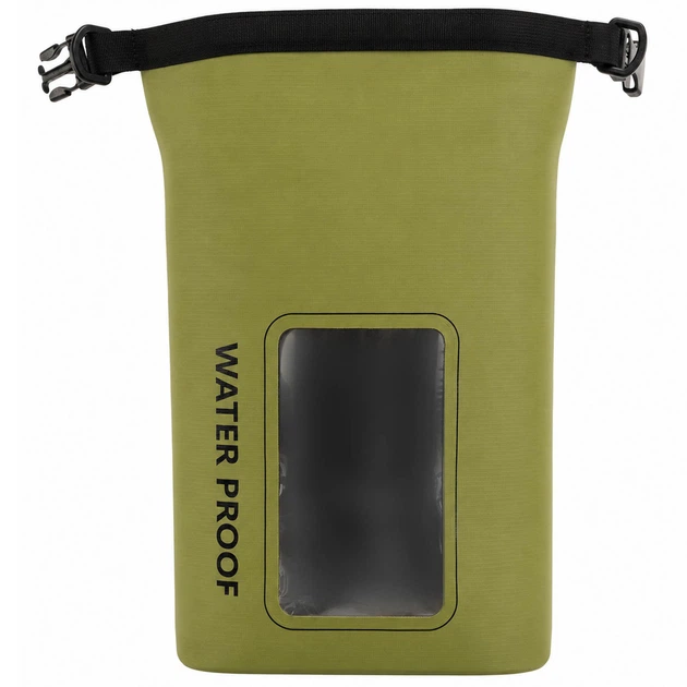 Гермомішок водонепроникний із вікном для телефона SP-Sport Waterproof Bag 7494 об'єм 5 літрів Olive - зображення 6