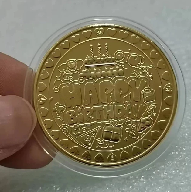 Сувенирная монета "С Днём Рождения" / Подарочная монета в футляре "Happy Birthday"/ Gold - изображение 5