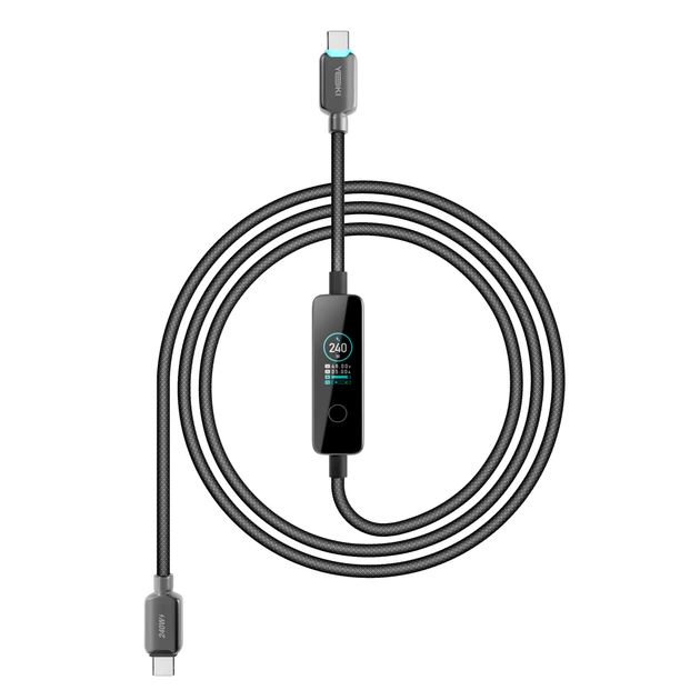Кабель USB YOKI MONITOR YK-CAMO924L2 Series Type-C to Type-C 240W (48V/5A) 2m с LED-дисплеем для зарядки и передачи данных до 480Mbps Black - Фото 4 Кабель USB YOKI MONITOR YK-CAMO924L2 Series Type-C to Type-C 240W (48V/5A) 2m с LED-дисплеем для зарядки и передачи данных до 480Mbps Black - изображение 4