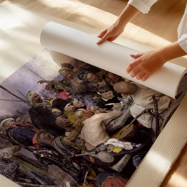 Постер Запорожці пишуть листа турецькому султанові, Ілля Рєпін, Ilya Repin, Zaporozhian Cossacks, A3 25×42 см (id3423) - зображення 3