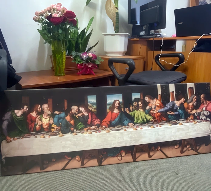 Интерьерная картина Тайная вечеря, Леонардо да Винчи, Leonardo da Vinci, The Last Supper, религиозный декор, 38×106 см (id5894) - изображение 4