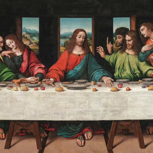 Интерьерная картина Тайная вечеря, Леонардо да Винчи, Leonardo da Vinci, The Last Supper, религиозный декор, 38×106 см (id5894) - изображение 5