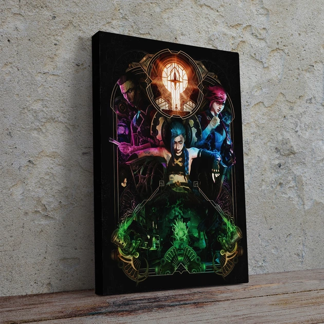 Интерьерная картина Аркейн: Лига Легенд, Джинкс, Ви, Силко, Arcane, League of Legends, LoL, плакат для геймера, 42×30 см (id4801) - изображение 2