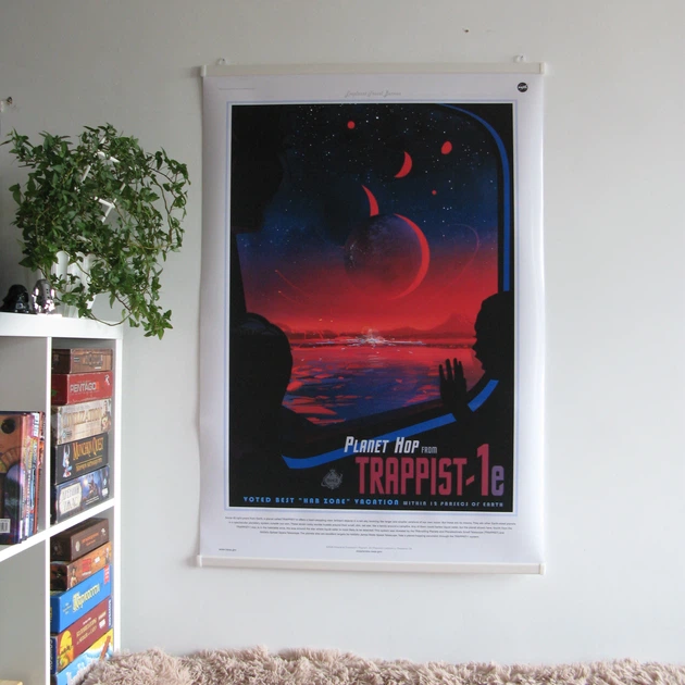 Постер Екзопланета у сузір'ї Водолія, Trappist-1e, астрономія, космос, A3 42×30 см (id0199) - зображення 4