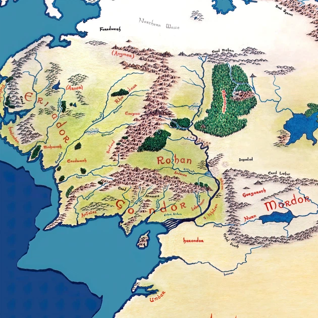 Интерьерная картина Карта Средиземья, Властелин Колец, Lord Of The Rings, Толкин, 60×90 см (id0119) - изображение 4
