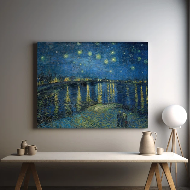 Інтер'єрна картина Зоряна ніч над Роною, Вінсент ван Гог, Vincent van Gogh, Starry Night, 45×60 см (id6660) - зображення 3