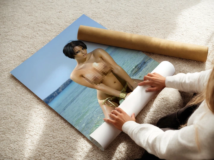 Постер Девушка на пляже в воде, A1 85×60 см (id1241) - изображение 3