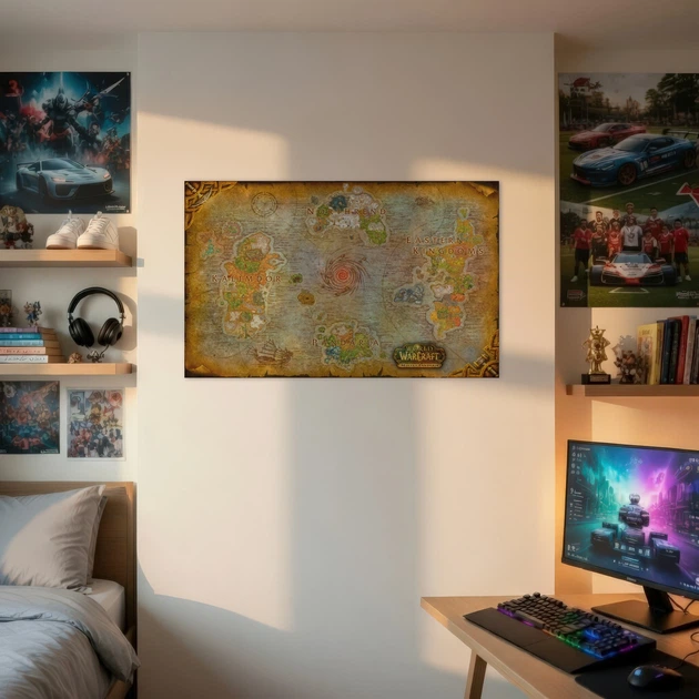 Постер Варкрафт, Карта Азерота и Пандарии, WarCraft, WoW, плакат для геймера, A3 26×42 см (id3791) - изображение 2