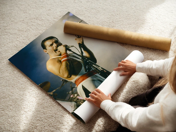 Постер Фредді Мерк'юрі, Freddy Mercury, Queen, Квін, концертне ретро фото, рок, A1 60×92 см (id7286) - зображення 3