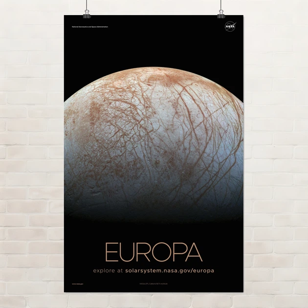 Постер Европа, спутник Юпитера, Europa, NASA, НАСА, космос, астрономия, A3 42×27 см (id7105) - Фото 1 Постер Европа, спутник Юпитера, Europa, NASA, НАСА, космос, астрономия, A3 42×27 см (id7105) - изображение 1