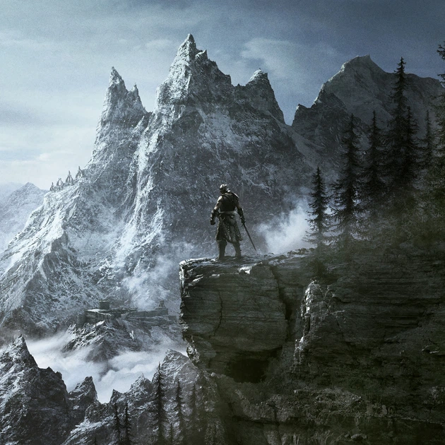 Интерьерная картина Скайрим, горная панорама, Skyrim, The Elder Scrolls V, TES, плакат для геймера, 28×42 см (id0945) - изображение 3