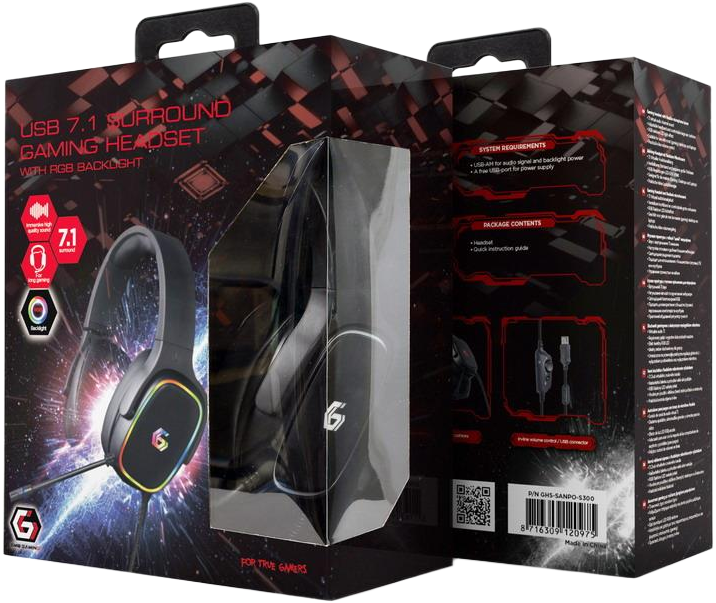 Навушники Gembird USB 7.1 Surround Gaming Black (GHS-SANPO-S300) - зображення 5