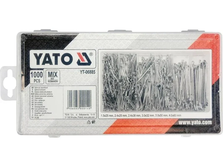 Набір шплінтів різних розмірів 1000 шт. YATO YT-06885 - зображення 2