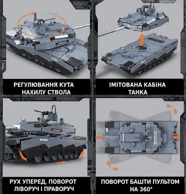 Конструктор танк Abrams X Tank Mould King Technik 20036 на 1192 детали с дистанционным управлением - Фото 5 Конструктор танк Abrams X Tank Mould King Technik 20036 на 1192 детали с дистанционным управлением - изображение 5