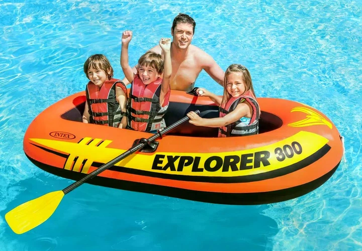 Надувная лодка Intex Explorer 300 Set оранжевая двухместная виниловая 2-х камерная с веслами и ручным насосом 211х117 см (9-163-58332) - изображение 6