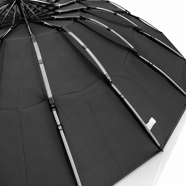 Парасолька чоловіча автомат Три Слона N7577 Чорна 16 спиць з дерев'яною ручкою - зображення 14