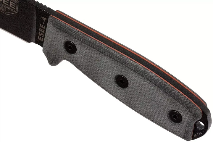 Ніж туристичний для польової кухні ESEE Model 4 Black Grey Micarta ESEE-4P-B - Фото 5 Ніж туристичний для польової кухні ESEE Model 4 Black Grey Micarta ESEE-4P-B - изображение 5