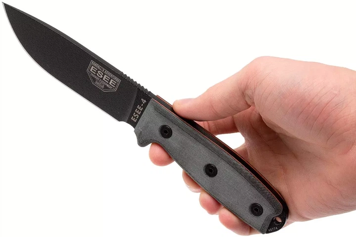 Ніж туристичний для польової кухні ESEE Model 4 Black Grey Micarta ESEE-4P-B - Фото 6 Ніж туристичний для польової кухні ESEE Model 4 Black Grey Micarta ESEE-4P-B - изображение 6