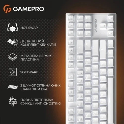 Клавіатура GamePro Genesis Joker, White (MK124W) - Фото 8 Клавіатура GamePro Genesis Joker, White (MK124W) - зображення 8