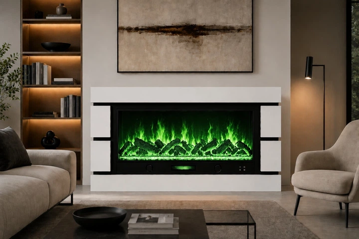 Электрический камин Logos Long 158 1500Вт Bluetooth звук потрескивания дров White (10080142) - изображение 6